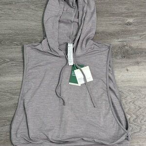 HALARA Heather Gray Cropped Sleeveless Hoodie - Size L - NWT!